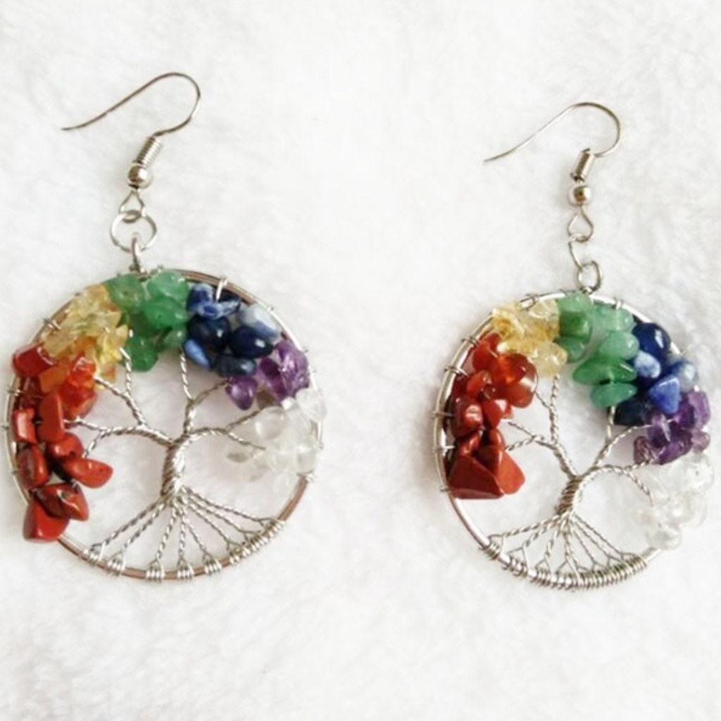 Tree Of Life Earrings Natural Crystal Earrings 16$